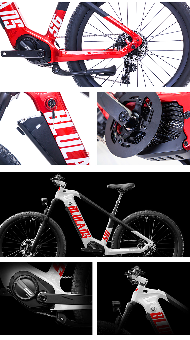 布鲁莱斯blulanss6碳纤维中置力矩电机电助力自行车混合动力山地车